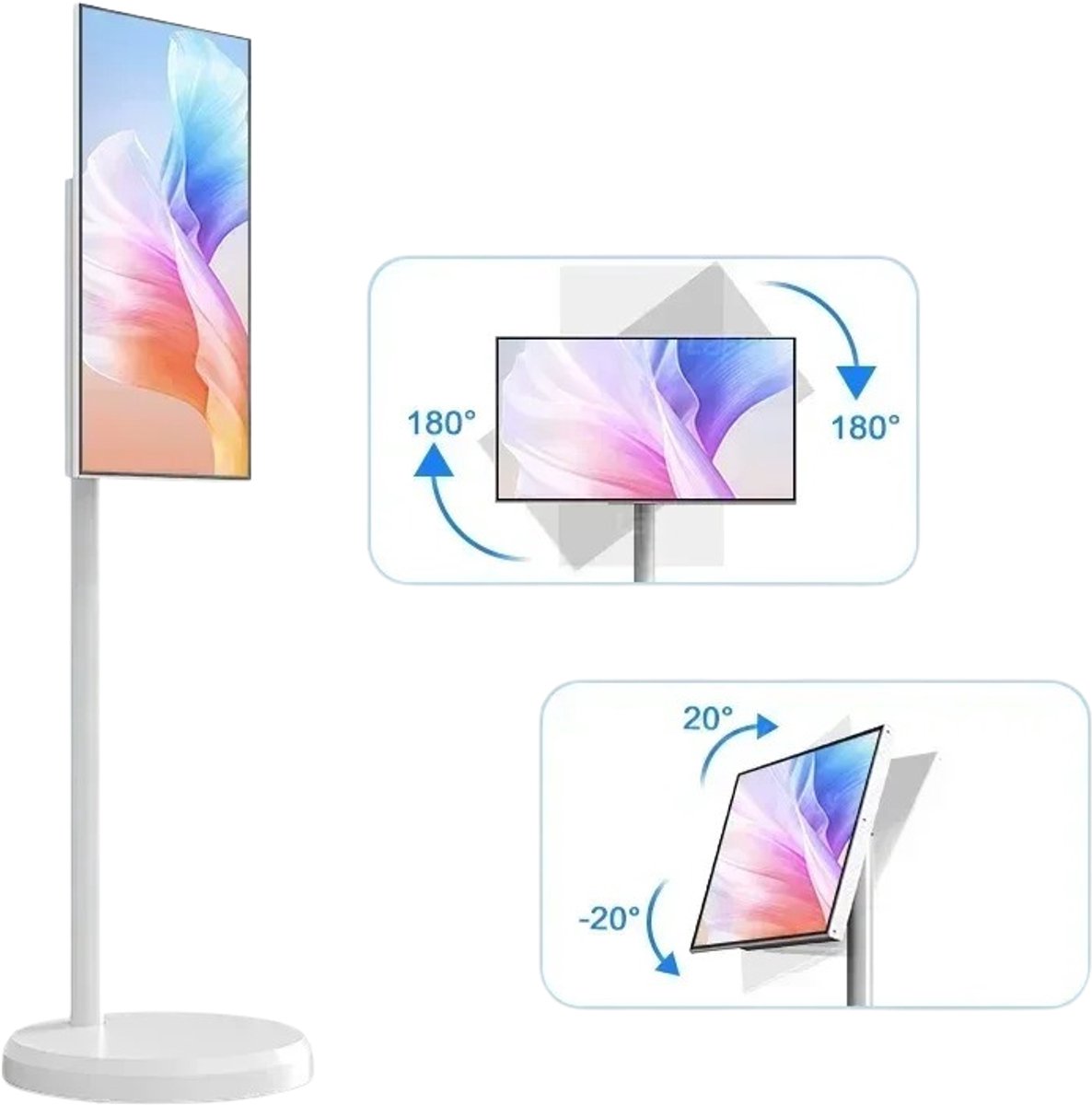 House of Balance Verrijdbaar Smartscreen - Tablet op Verrijdbare standaard - 21.5 Inch - Draaibaar - Wit - Koken Gaming Videocalls - Multifunctioneel (8721548101456)