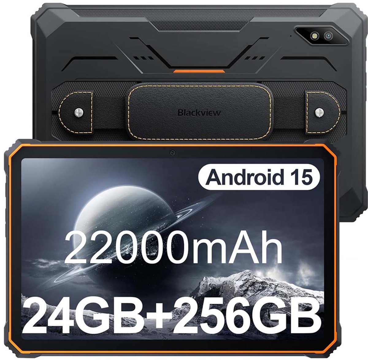 Tablet Blackview Active 8 Pro - 24GB RAM - 256GB ROM - 10,36 inch - Android - 22000mAh batterij - 2,4K FHD+ - Dual SIM 4G - IP68/IP69 K - GPS - NFC - Oranje (6221300300544)
