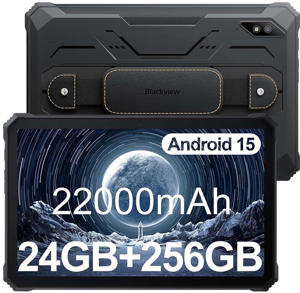 Tablet Blackview Active 8 Pro - 24GB RAM - 256GB ROM - 10,36 inch - Android - 22000mAh batterij - 2,4K FHD+ - Dual SIM 4G - IP68/IP69 K - GPS - NFC - Zwart (6221300300537)