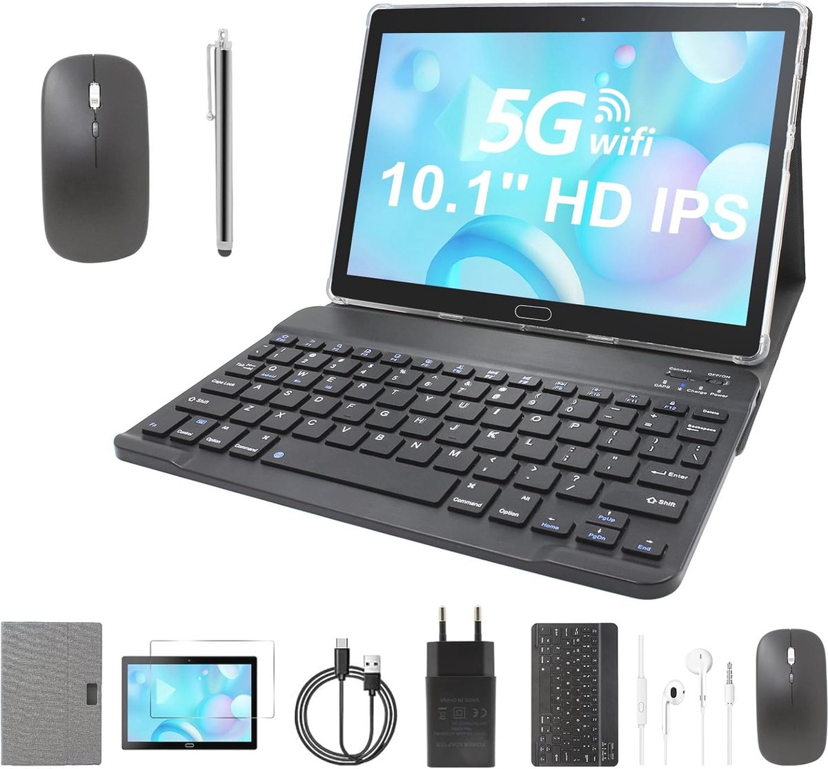 10 Inch Tablet met Android 12, 4GB RAM, 64GB Opslag & 256GB TF-uitbreiding, Dubbele Camera, HD IPS Scherm, Wifi, Bluetooth, GPS (6152627825819)