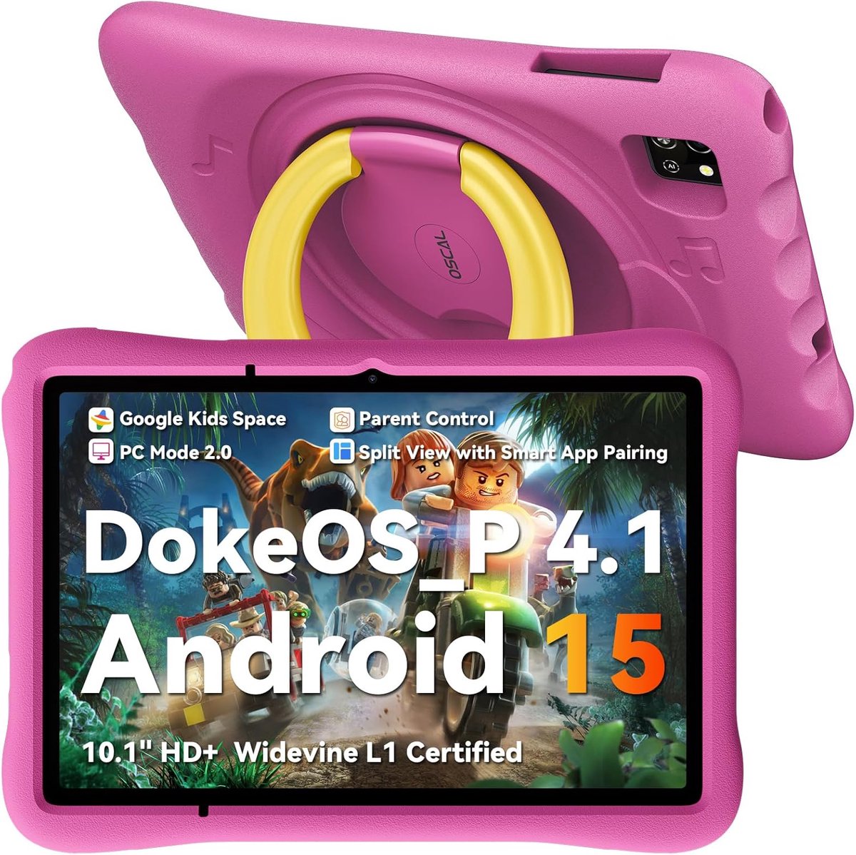 OSCAL Pad 60 Kids Tablet - 10.1 Inch - 12GB RAM - 128GB ROM - 5100 mAh - Android 15 - WiFi 6 - Roze (6931548322382)