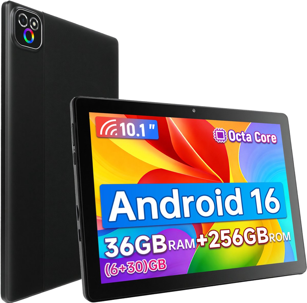Tablet - 10.1 inch Tablets - Android 16 - Wi-Fi - 256GB - Octa-core A537 - Zwart (0727640091013)