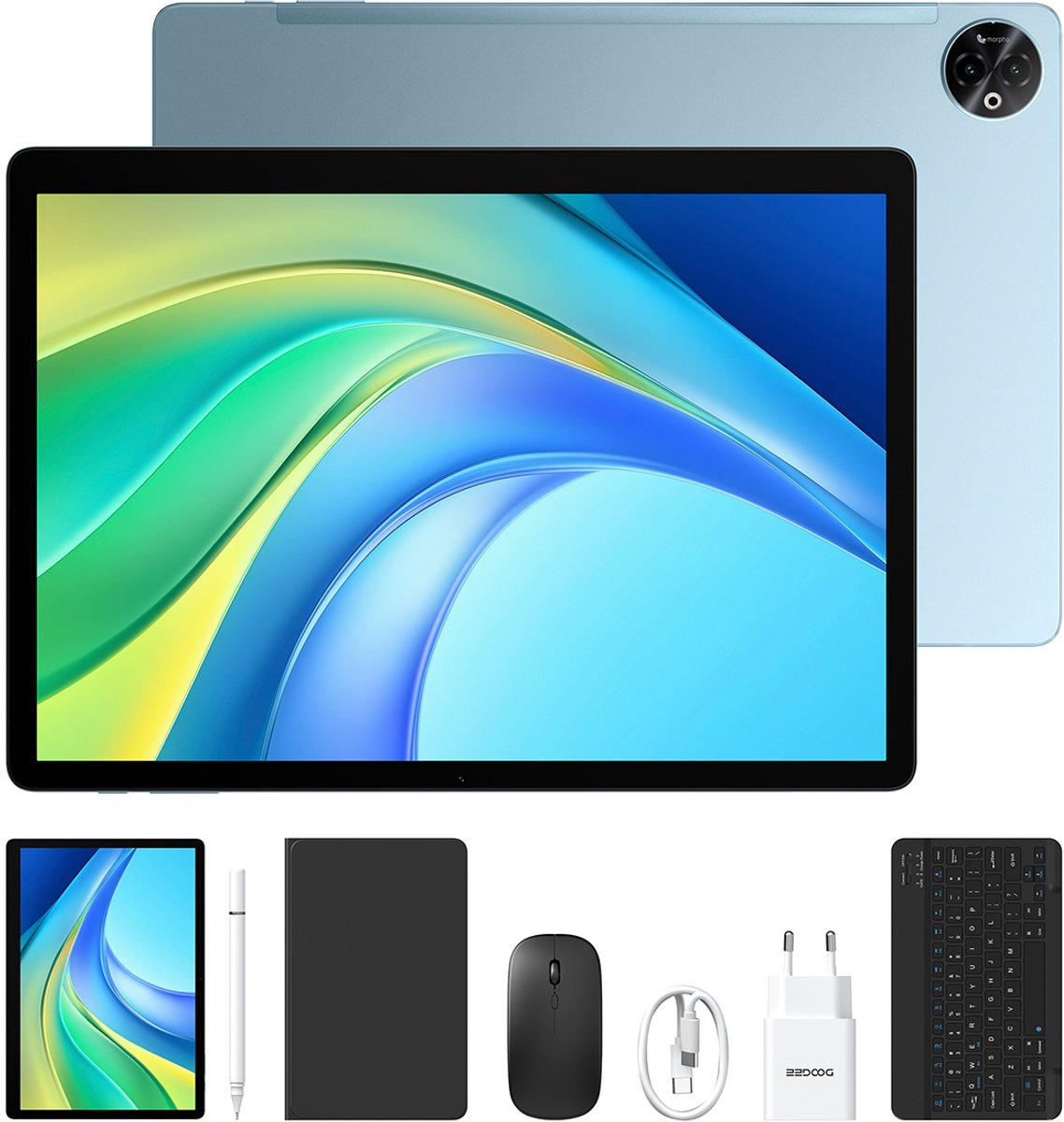 Tablet DOOGEE Tab E3 Max VIP - 14 inch IPS 2.1K - 32GB RAM - 256GB ROM - 13500 mAh - Gemini AI - Android 15 - 4G LTE, 5G WiFi - GPS - Blauw (6221300306591)
