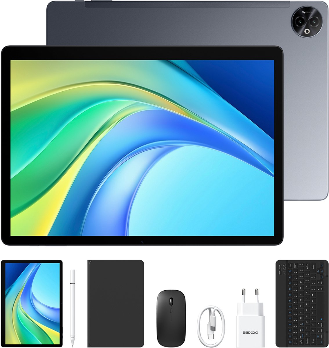 Tablet DOOGEE Tab E3 Max VIP - 14 inch IPS 2.1K - 32GB RAM - 256GB ROM - 13500 mAh - Gemini AI - Android 15 - 4G LTE, 5G WiFi - GPS - Grijs (6221300306584)