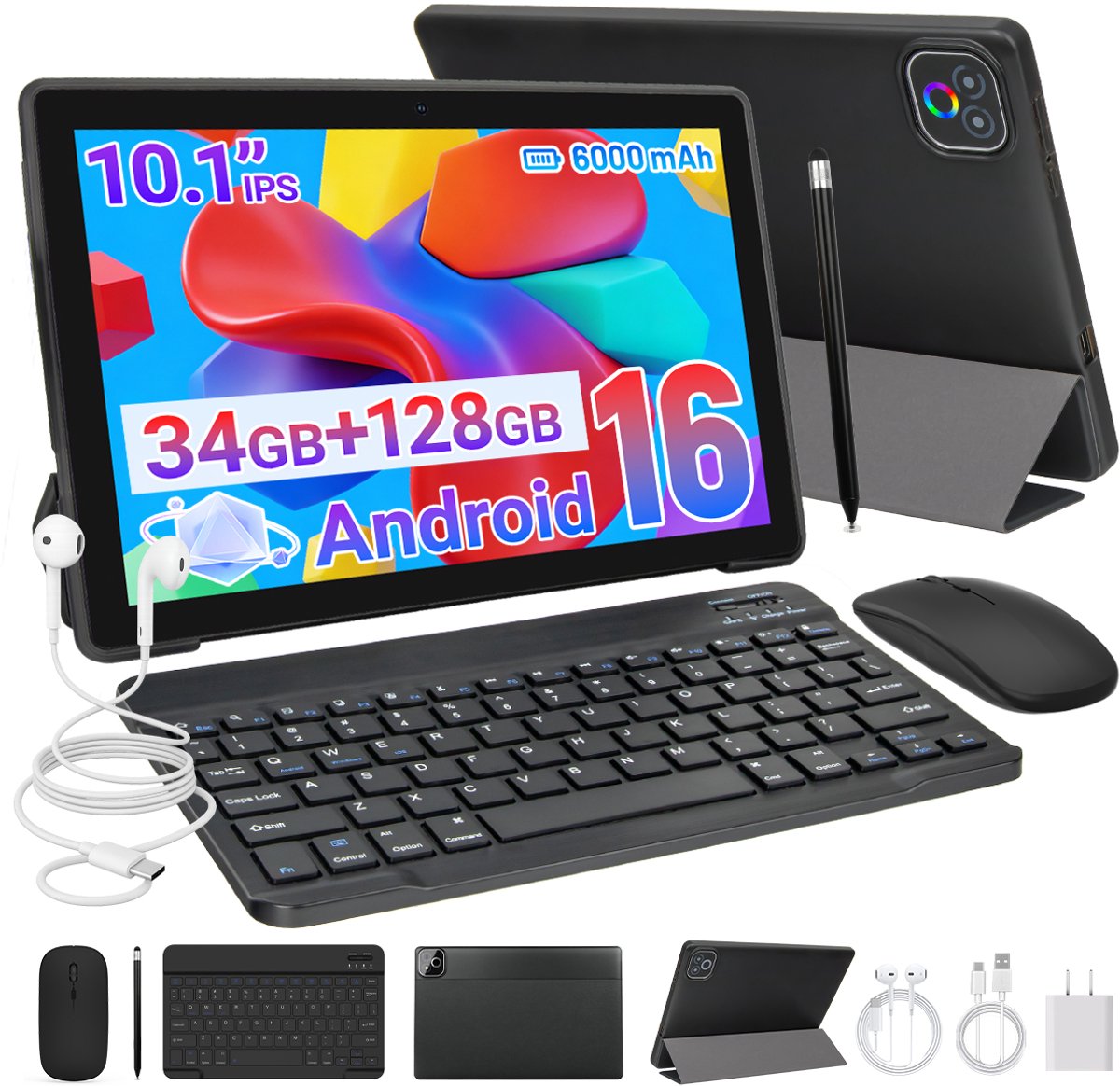 Tablet X6L - 10.1 inch Tablet met toetsenbord en pen- 34GB RAM(6G+28GB) - 128GB - WiFi6 - Zwart (0727640091006)