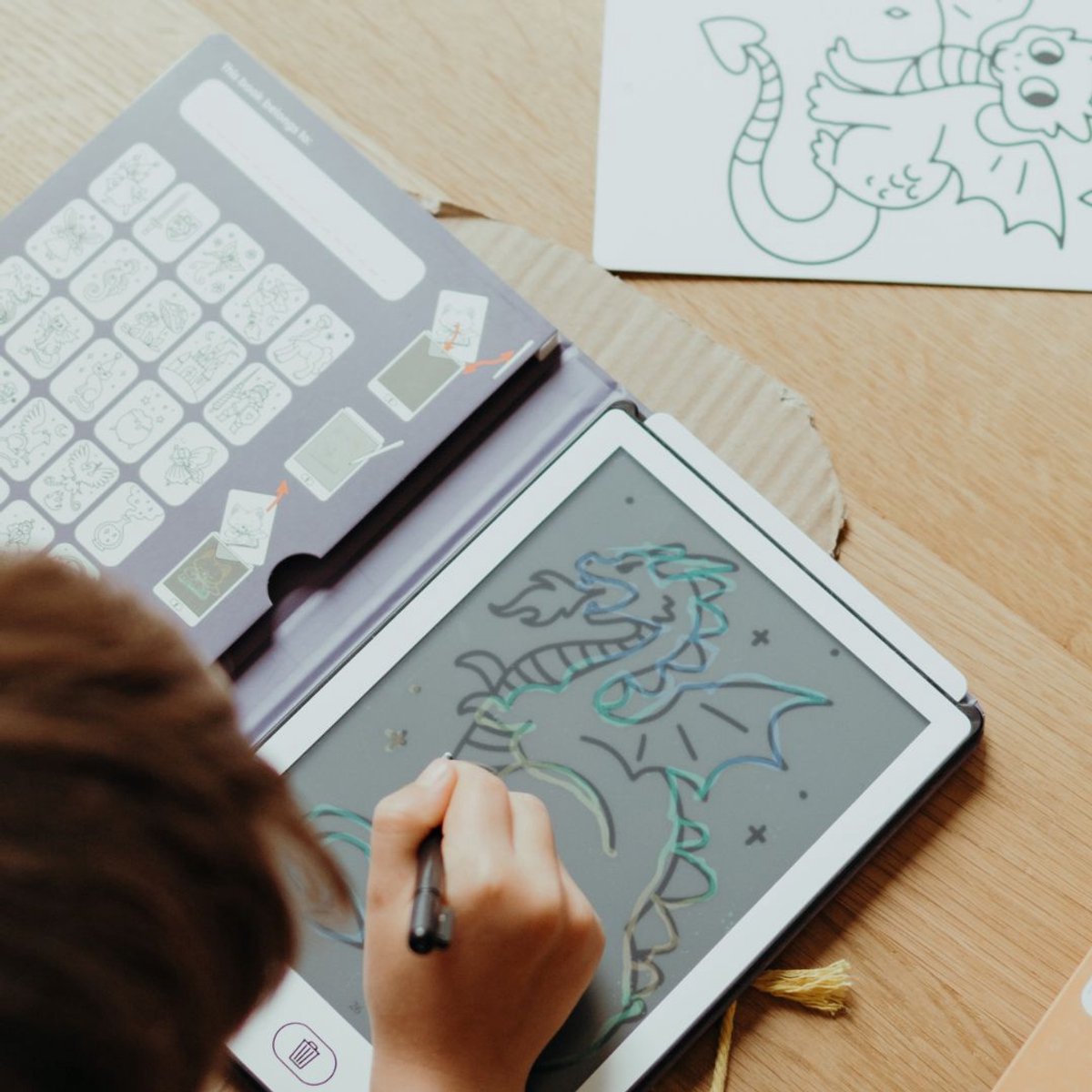 BEAU by Bo Kidywolf Kidydraw Mini Tekenboek met LCD-scherm Dieren over de wereld + Refill Dieren & Oceanen en Piraten (5415188860868)