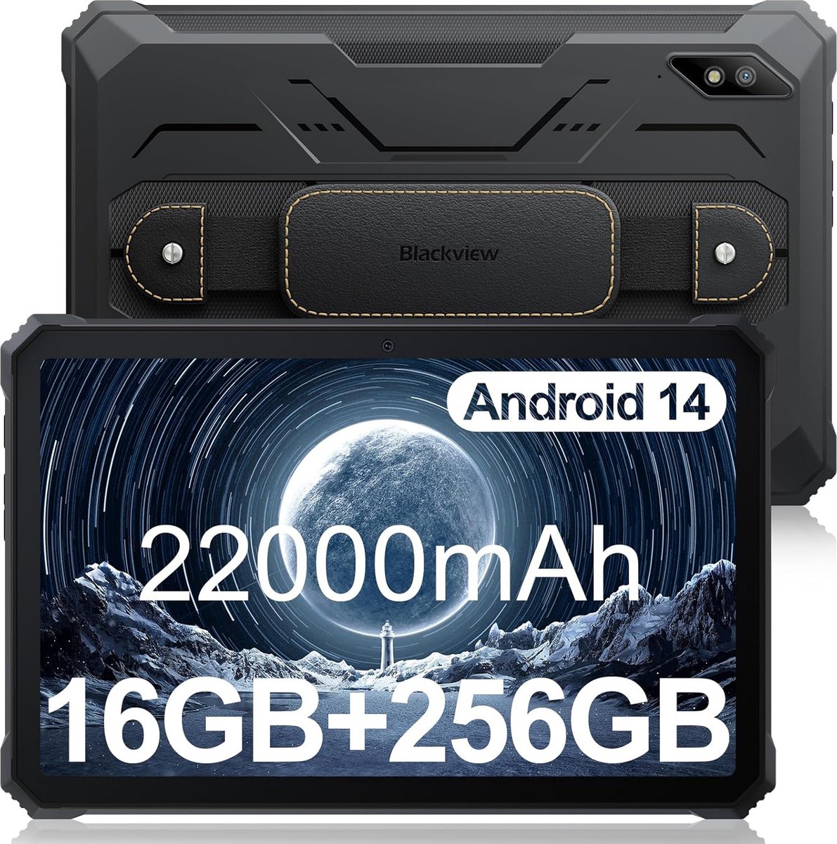Blackview Active 8 Pro - Tablet - 16GB RAM - 256GB - Dual 4G SIM+WiFi - 10.36 inch - 22000mAh - Octa Core - Android 14 - 48MP+16MP - IP68 Waterdicht - Zwart (6931548313724)