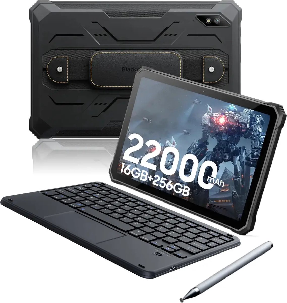 Blackview Active 8 Pro - Tablet - 16GB RAM - 256GB - Dual 4G SIM+WiFi - 10.36 inch - 22000mAh - Octa Core - Android 15 - 48MP+16MP - IP68 Waterdicht - Met toetsenbord - Zwart (6931548313809)