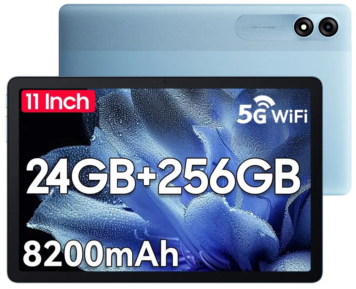 Blackview Tab 9 WiFi - Tablet - 24GB RAM - 256GB ROM - 8200mAh - 10.95 inch - Android 15 - Bluetooth 5.0 - Octa core - Blauw (6931548324904)