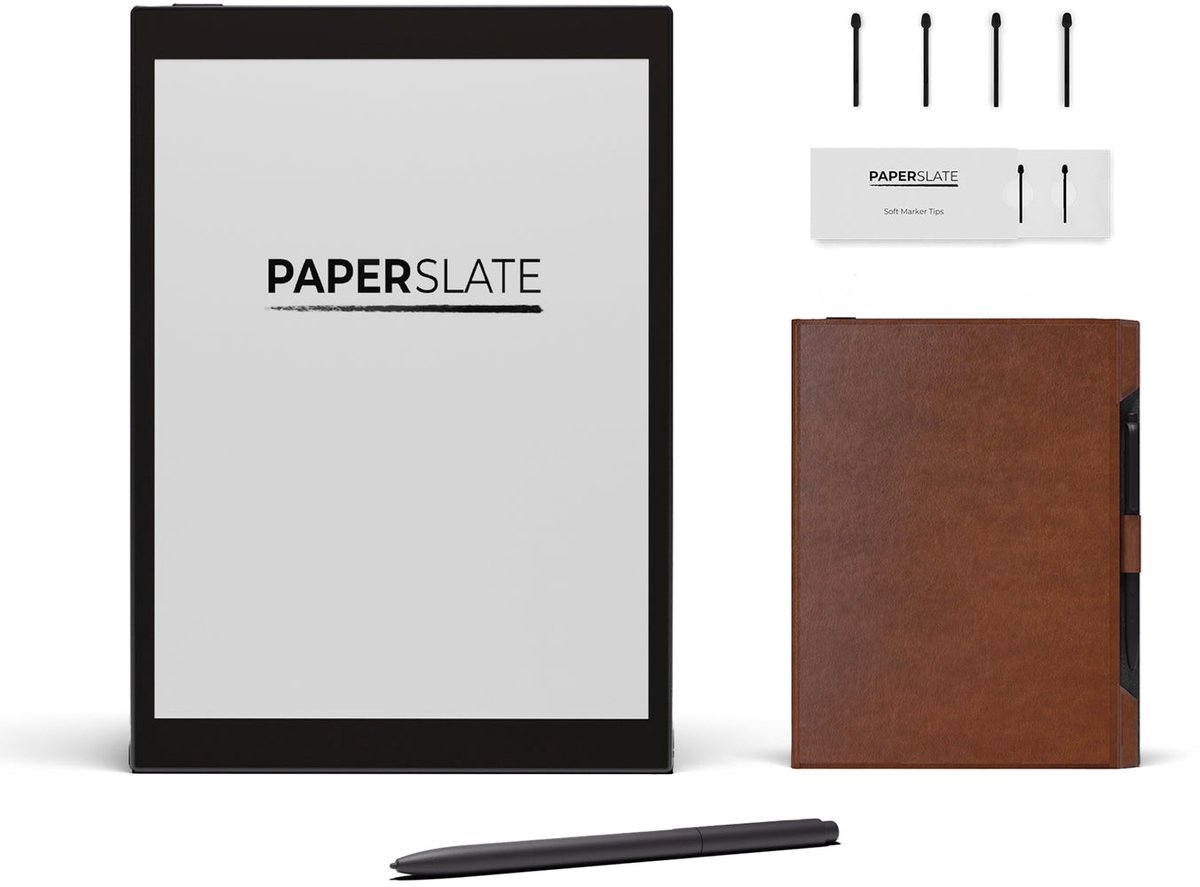 Digitaal notitieboek Paperslate Pack Pro + Bruine hoes + 4 Markeerpunten (3760419330095)
