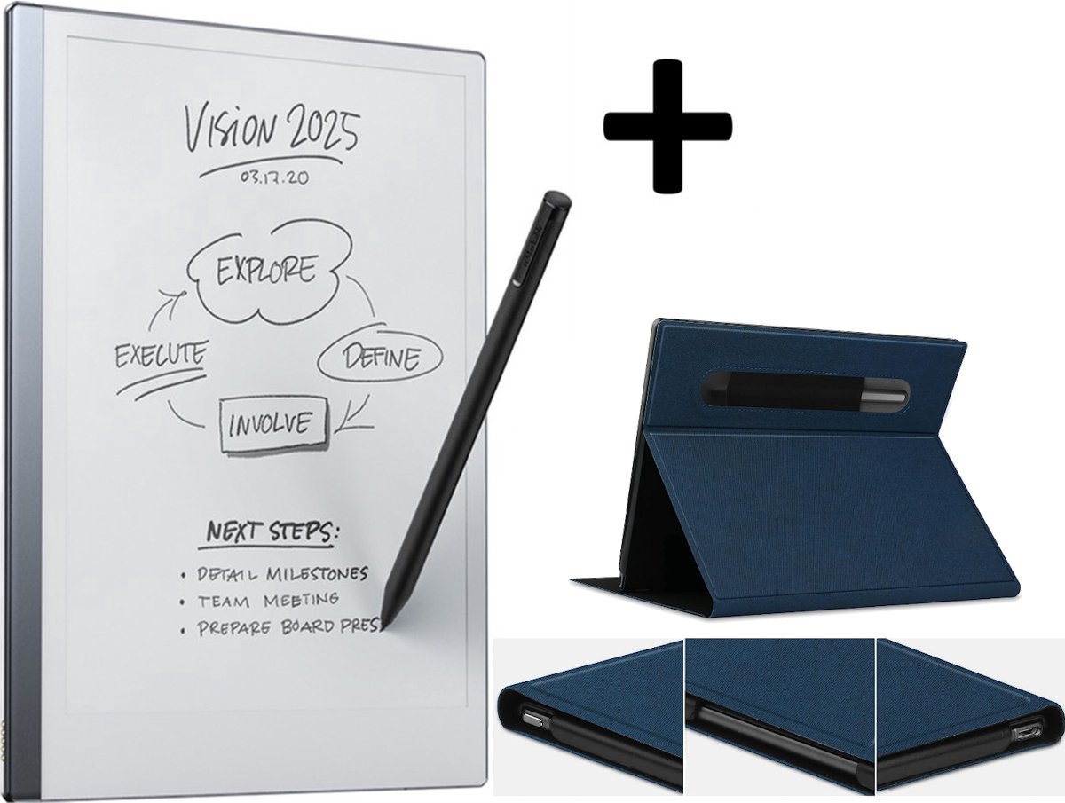 Remarkable 2 - Tekentablet - met Marker Plus incl gum en blauwe slim case folio (9506633978644)
