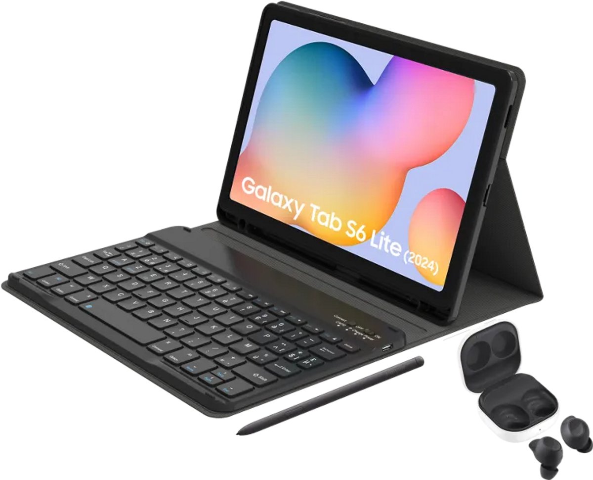 Samsung Galaxy Tab S6 Lite (2024) - WiFi - 64GB - Grijs + Samsung Galaxy Buds FE + Bluetooth Keyboard Cover (8806097352310)