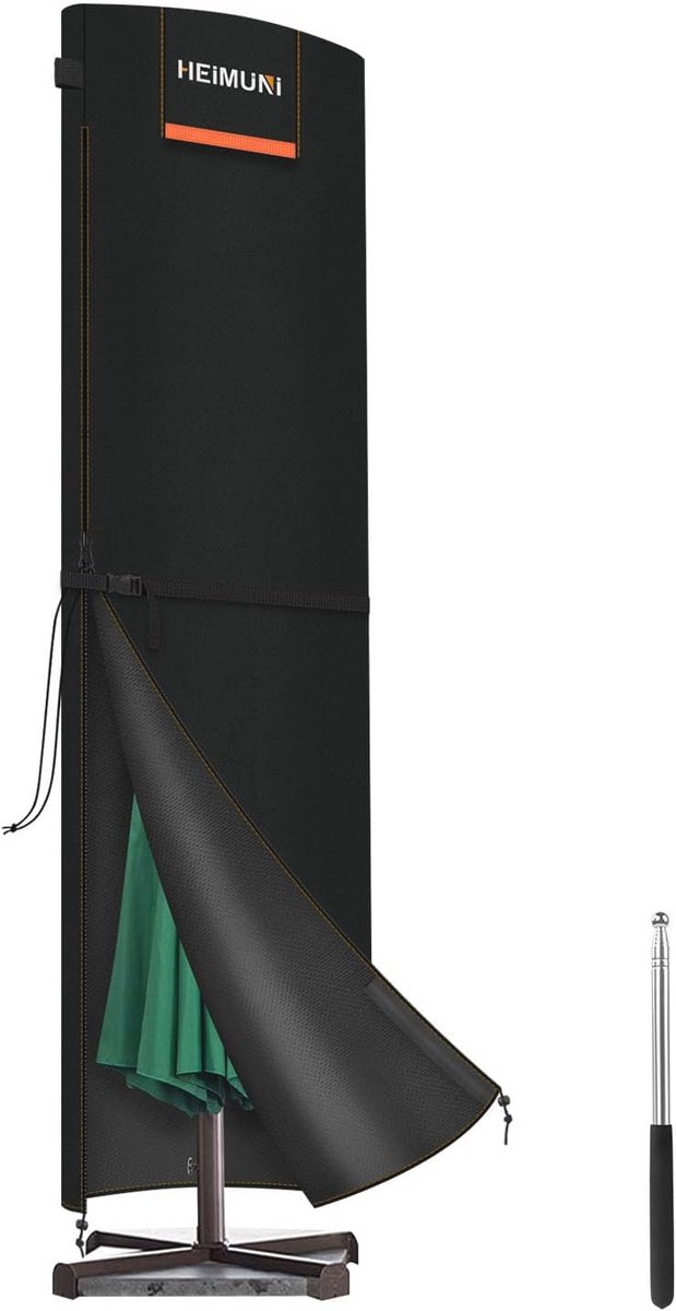 Waterdichte Parasolhoes voor Buiten, Geschikt voor Parasol van 3 tot 5m, 420D Oxford-Stof, Afdekking voor Terrasparasol met Verstelbare Riemen (6151850481403)