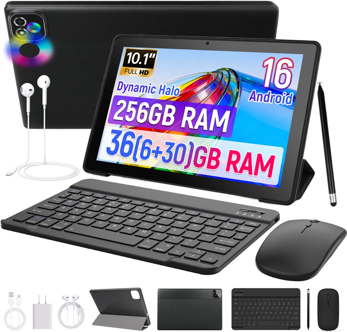 X6PROL Tablet 10.1 inch - 6GB RAM + 256GB opslag - Octa-core - Android 16 - Inclusief Hoesje, Toetsenbord, Muis & Koptelefoon - WiFi 6 - Zwart (0727640091020)