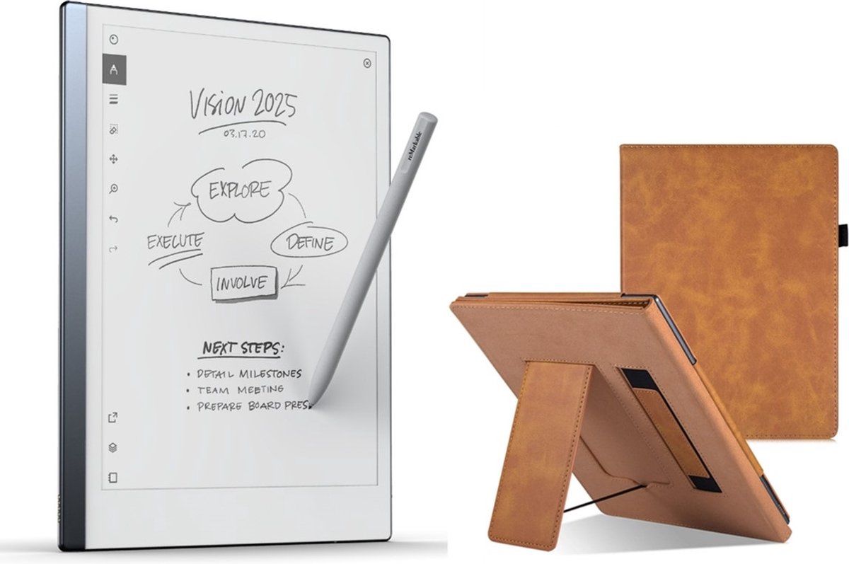 reMarkable ® 2 met Marker en luxe PU lederen Cognac Hoes - the Paper Tablet (8717953046529)