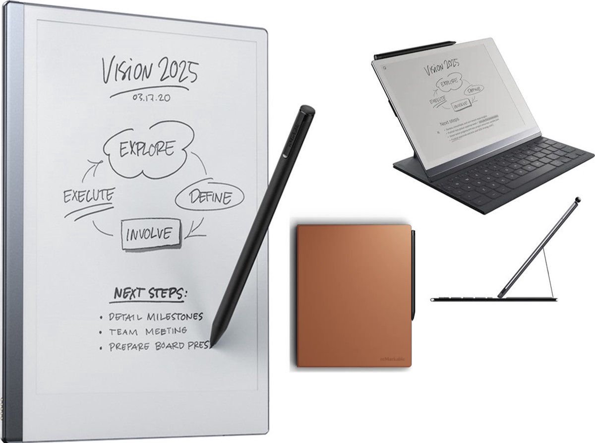 reMarkable® 2 Type Folio set: Tablet, Toetsenbord (bruin) en Marker Plus (met gum) (8717953046253)