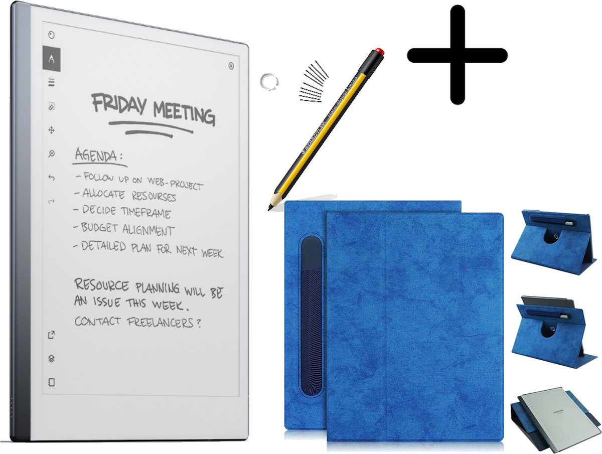 reMarkable® 2 met Staedtler stylus pen en draaibare Blauwe hoes met penhouder (8717953043801)