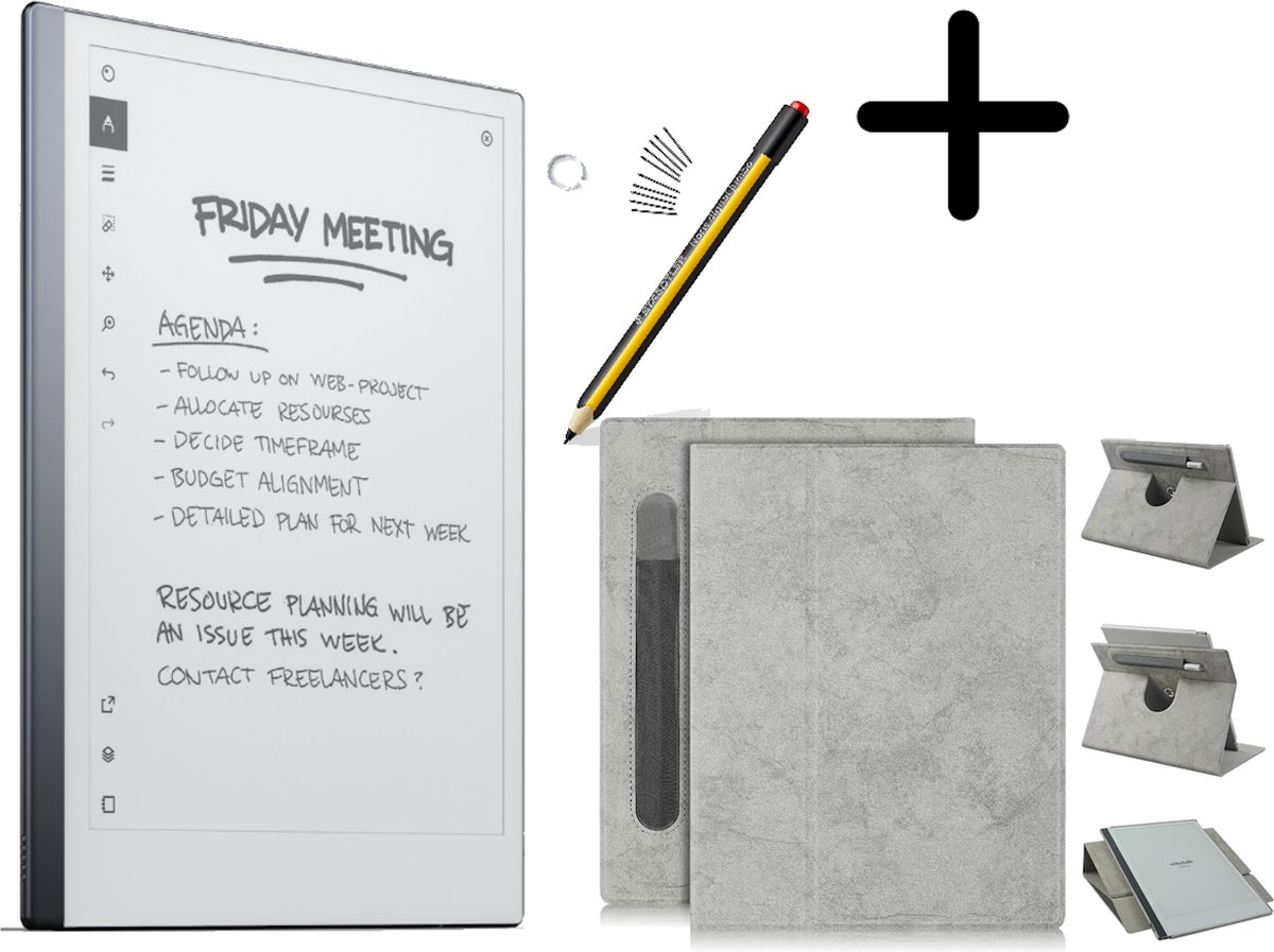 reMarkable® 2 met Staedtler stylus pen en draaibare Grijze hoes met penhouder - digitaal notitieblok (8717953043795)