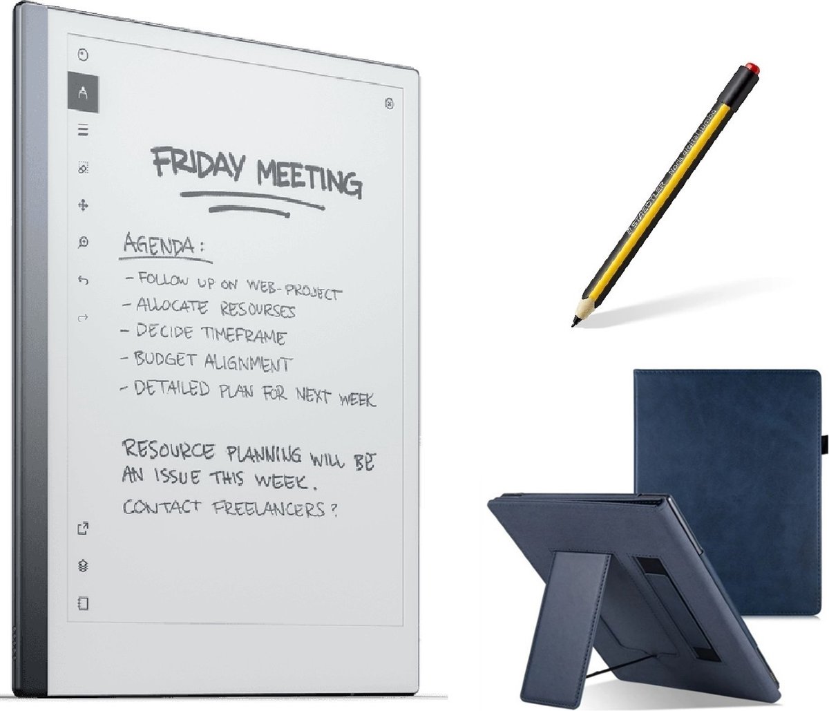 reMarkable® 2 met Staedtler stylus pen met gum en Blauwe kunstleer hoes (8717953046307)