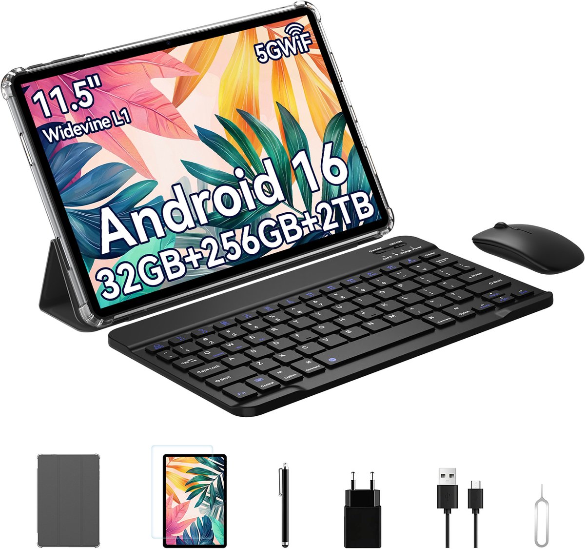ExcitPower T12 Pro Tablet - 11.5 inch - 8000mAh- 24GB RAM - 256GB - 4G Dubbele Simkaart - WiFi 6 - Android 16 - Grijs (0810201777980)