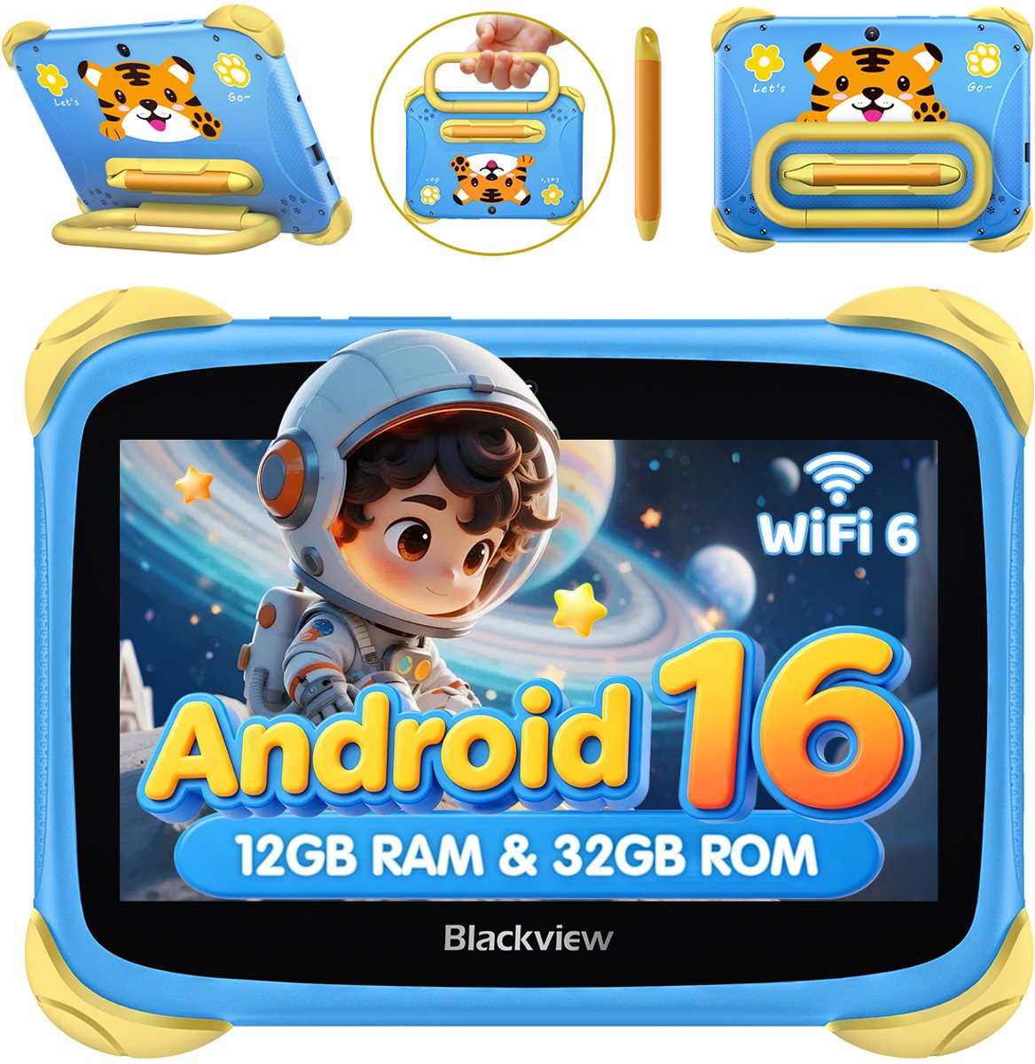 Blackview LINKMINIKIDS Tablet - 12GB RAM - 32GB ROM - 3000mAh- Android 16 - Blauw (0810228351323)