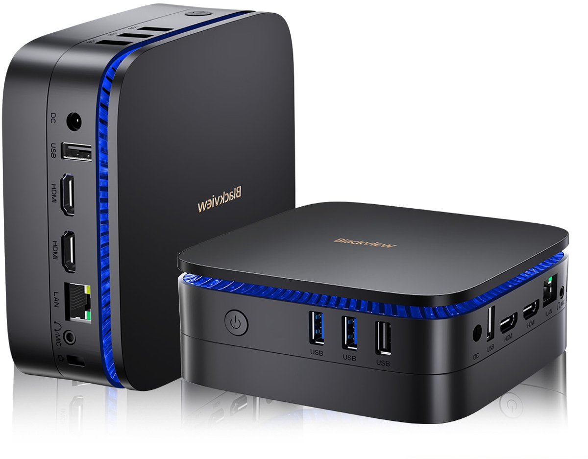 Blackview MP100 Mini PC - 16 GB DDR4 - 512GB M.2 SSD - AMD Ryzen™ 7 5825U - Tot 4,5 GHz - Windows 11 Pro - WiFi 6 - USB 3.2 * 2 Type C 3.0 * 2 - 4K UHD - RGB-verlichting - BT 5.2 - Zwart (6931548319122)