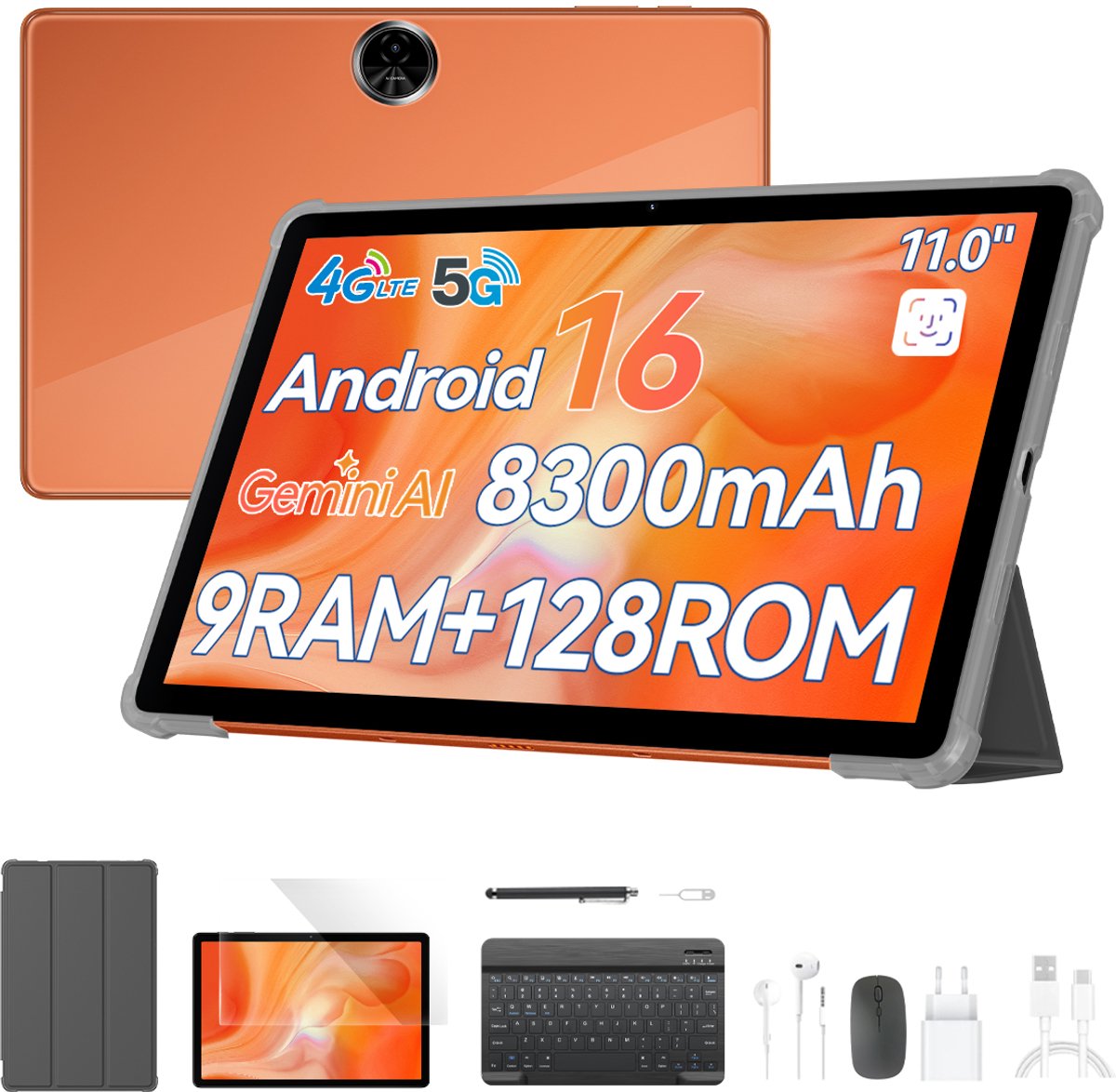 Blackview ZENO5 Tablet - 12GB RAM - 128GB ROM- 8300mAh- Android 16 - Oranje (0810201776747)