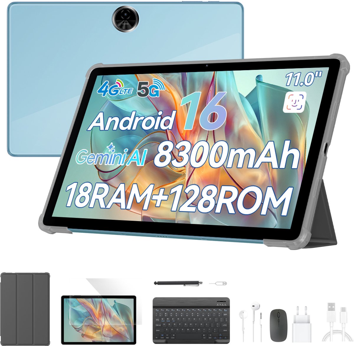 Blackview ZENO5 Tablet - 32GB RAM - 128GB ROM- 8300mAh- Android 16 - Blauw (0810201776693)