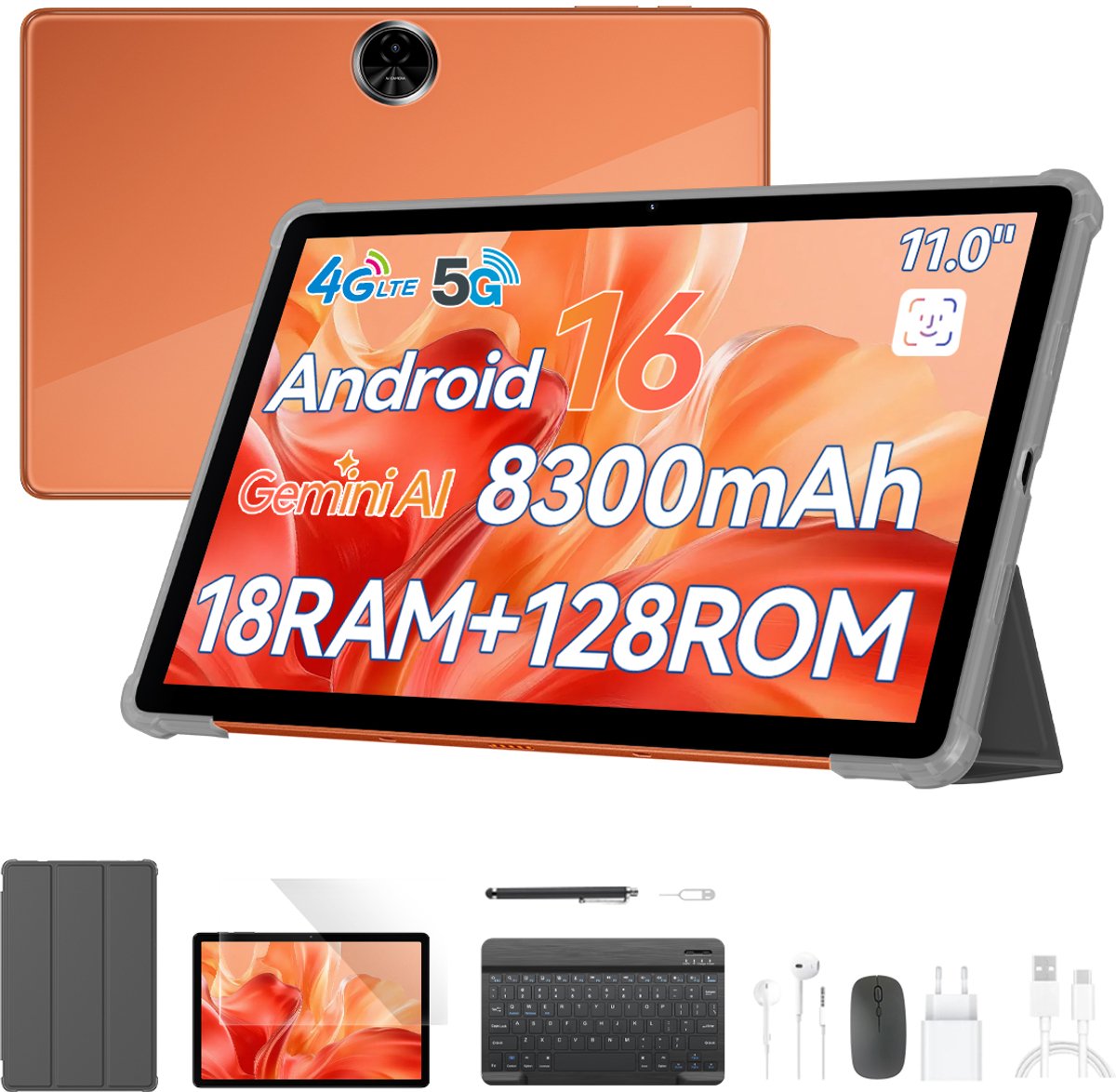 Blackview ZENO5 Tablet - 32GB RAM - 128GB ROM- 8300mAh- Android 16 - Oranje (0810201776716)