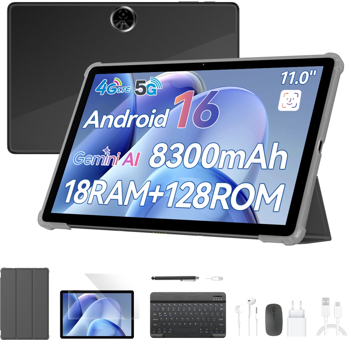 Blackview ZENO5 Tablet - 32GB RAM - 128GB ROM- 8300mAh- Android 16 - Zwart (0810201776709)