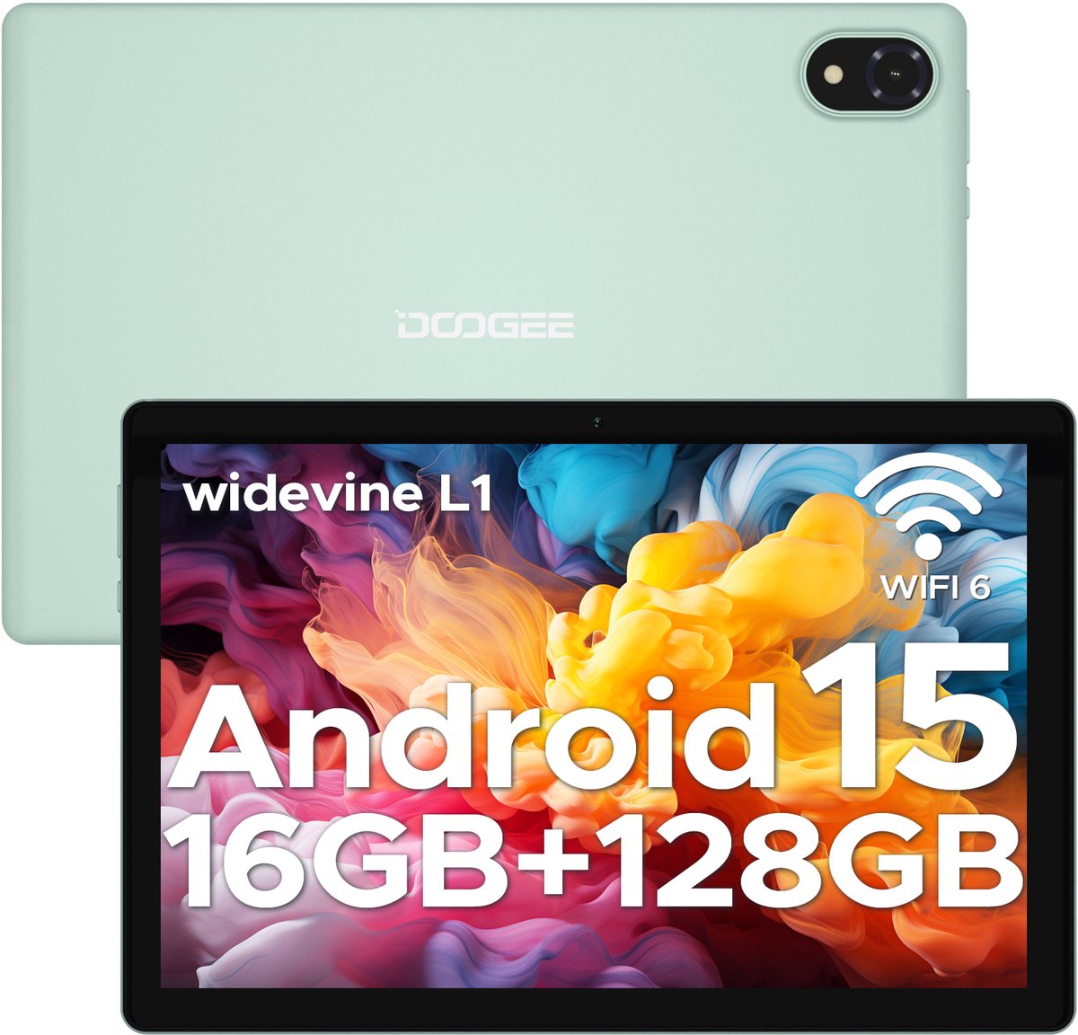 Doogee U10 - Tablet - Android15 - 16GB RAM + 128GB ROM (2TB TF) - 10 Inch IPS HD - 5060mAh - 2.0 GHz WIFI6 - 5060mah - 8mp+ 5mp - Groen (6923740252673)