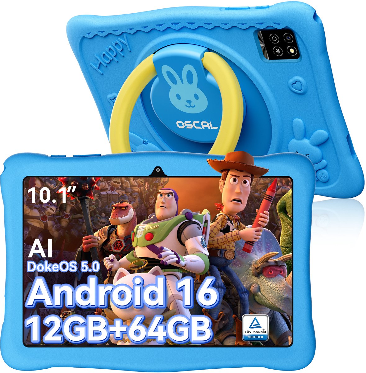 OSCAL KIDO2 - Tablet - Kindertablet - 8GB RAM - 64GB ROM - 10.1 inch - 6600mAh - Android 16 - Ouderlijk Toezicht App - Oogzorgmodus - Inclusief Beschermhoes - Blauw (0810201776570)