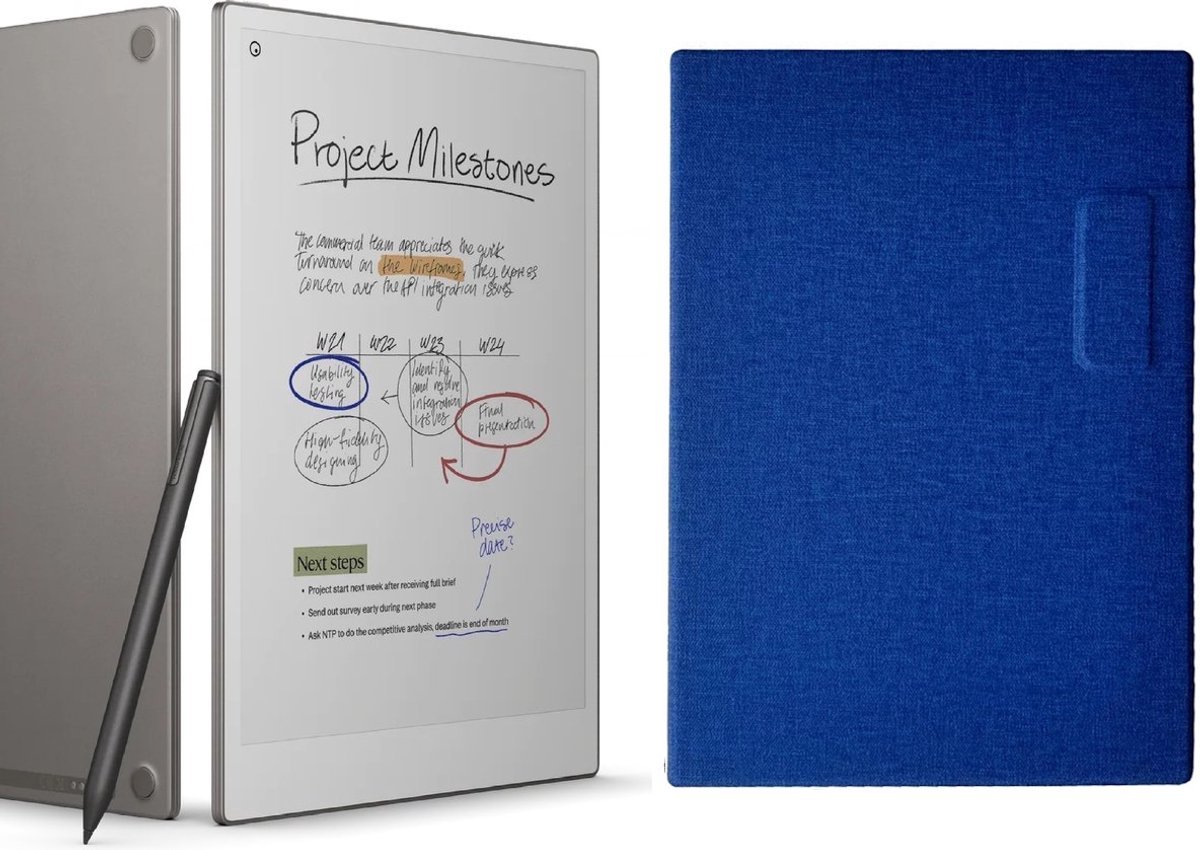 reMarkable Paper Pro met Marker Plus en Blauwe Magnetische Hoes - digitaal notitieblok (5906492930526)