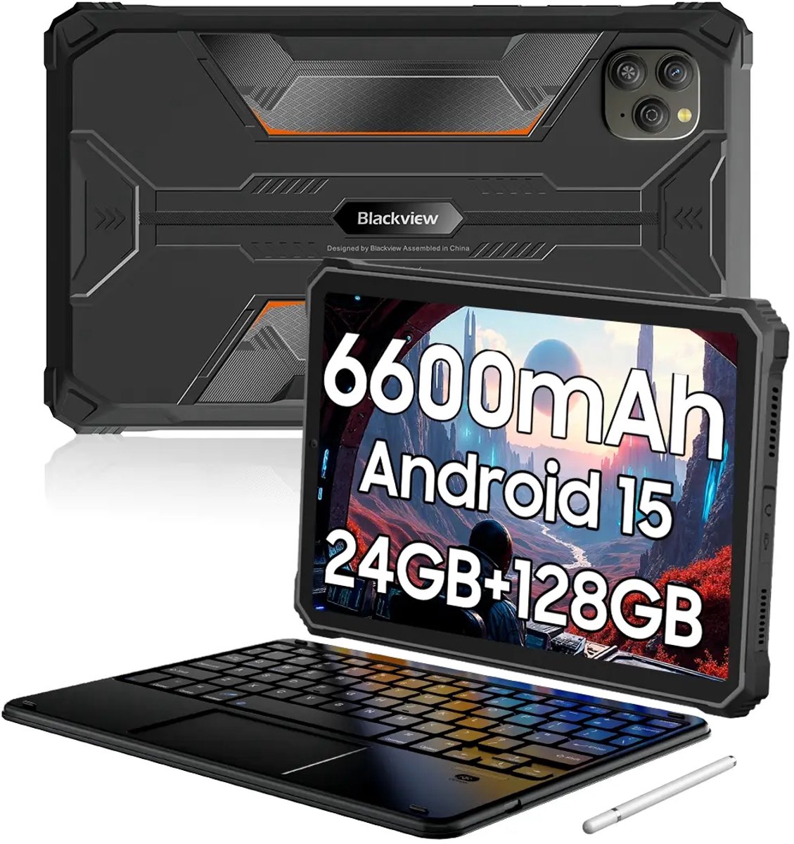 Blackview Active 5 - Tablet - Met Toetsenbord - 24GB RAM - 128GB ROM - Dual 4G SIM+WiFi - 8.68 inch - 6600mAh - Octa Core - Android 15 Bluetooth 5.2 - NFC - OTG - Zwart (0810175519609)