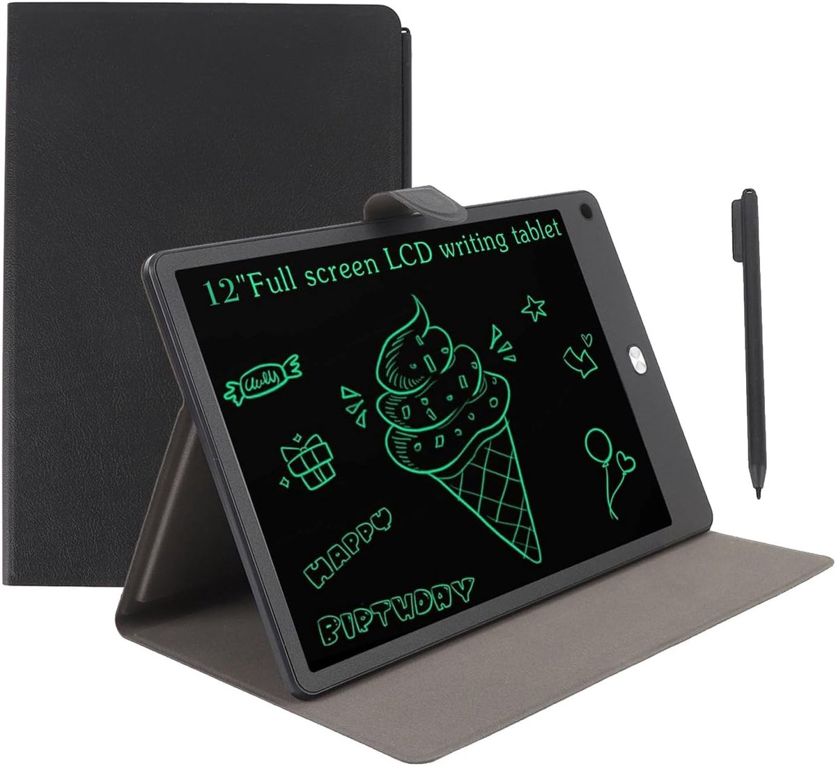 Digitaal notitieblok - Groen - 12 inch - LCD Schrijftablet met PU Bescherming - Voor Volwassenen (4130460753089)