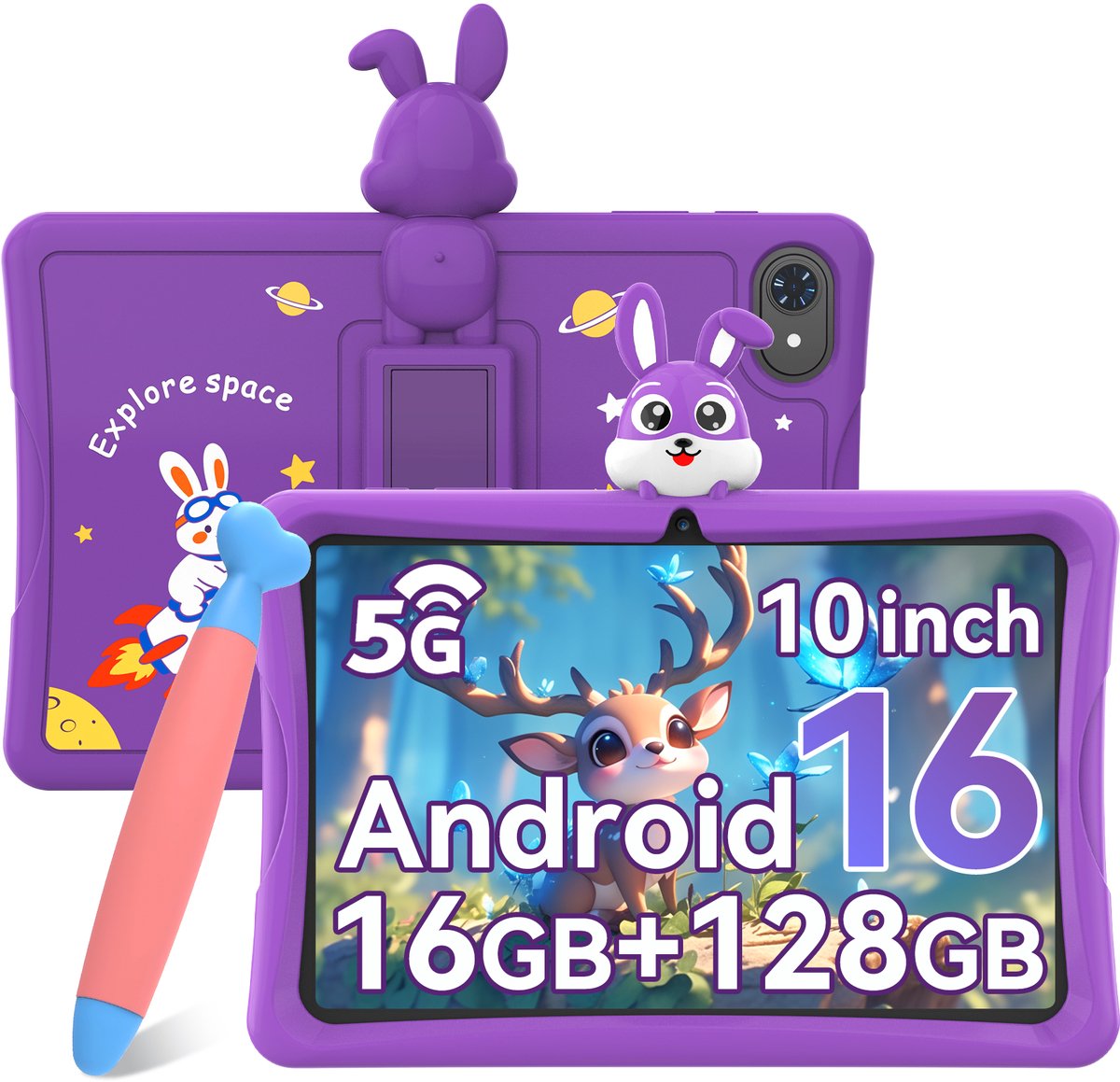 ExcitPower K10 - Tablet - 16GB RAM - 128GB ROM - 10.1 Inch - 5000mAh - Blauw (0810228351439)