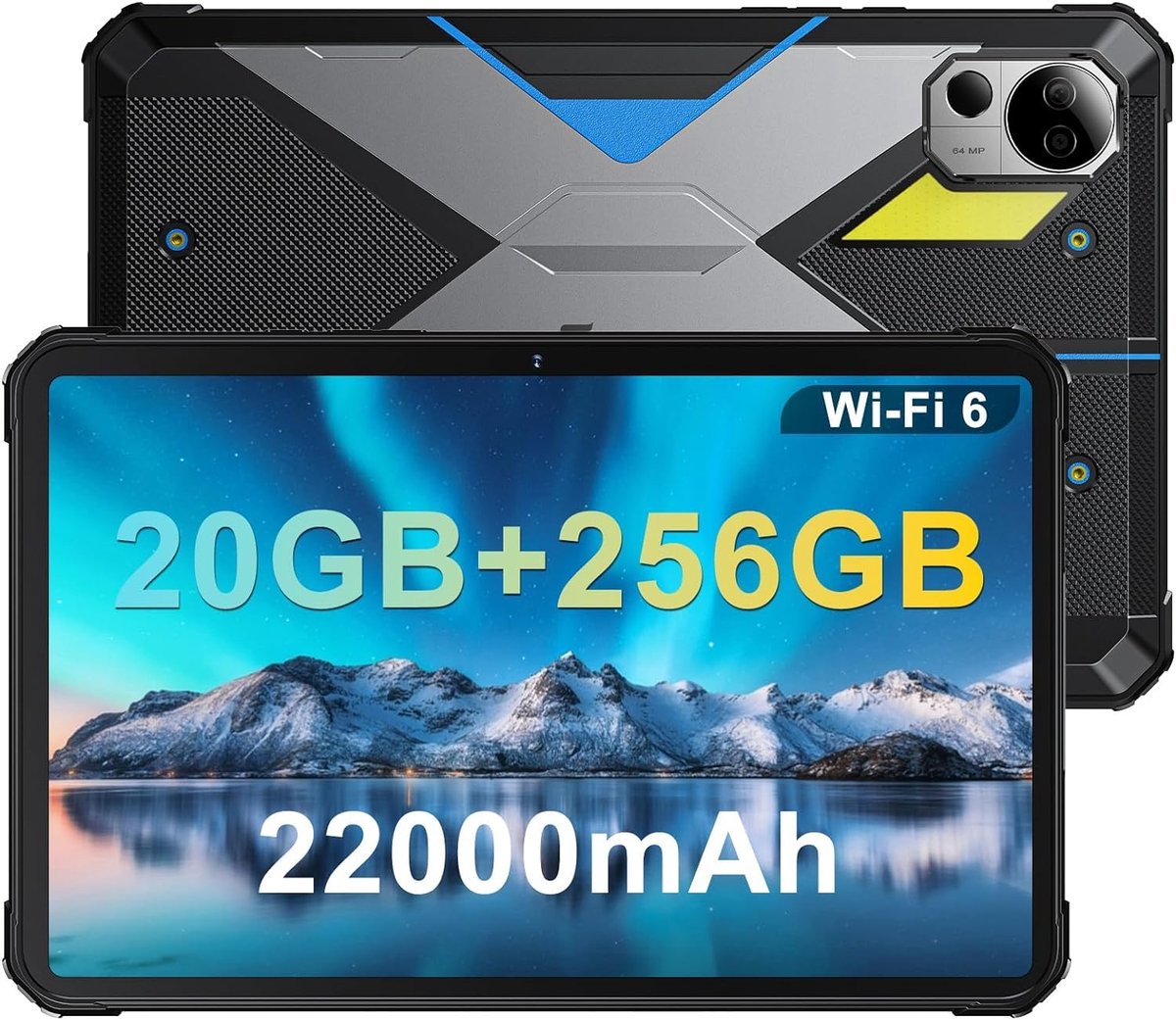 SnelShoppen - Robuuste Outdoor Tablet 10,4 inch FHD+ 2K, Android 13, 12 GB RAM, 256 GB ROM (2TB uitbreidbaar), IP68 Waterdicht, 64 MP Camera, 22000 mA (2961369869715)