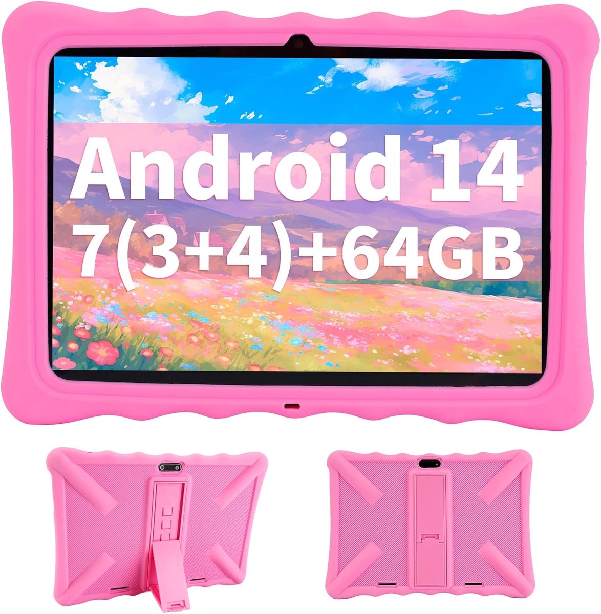 SnelShoppen - Veidoo Kids Tablet 10.1 inch - IPS Eye Care, 7GB RAM, 64GB ROM, Dual Camera, WiFi 6, Octa-Core, Kindertablet met Silicone Hoes - Perfect (2660637840783)