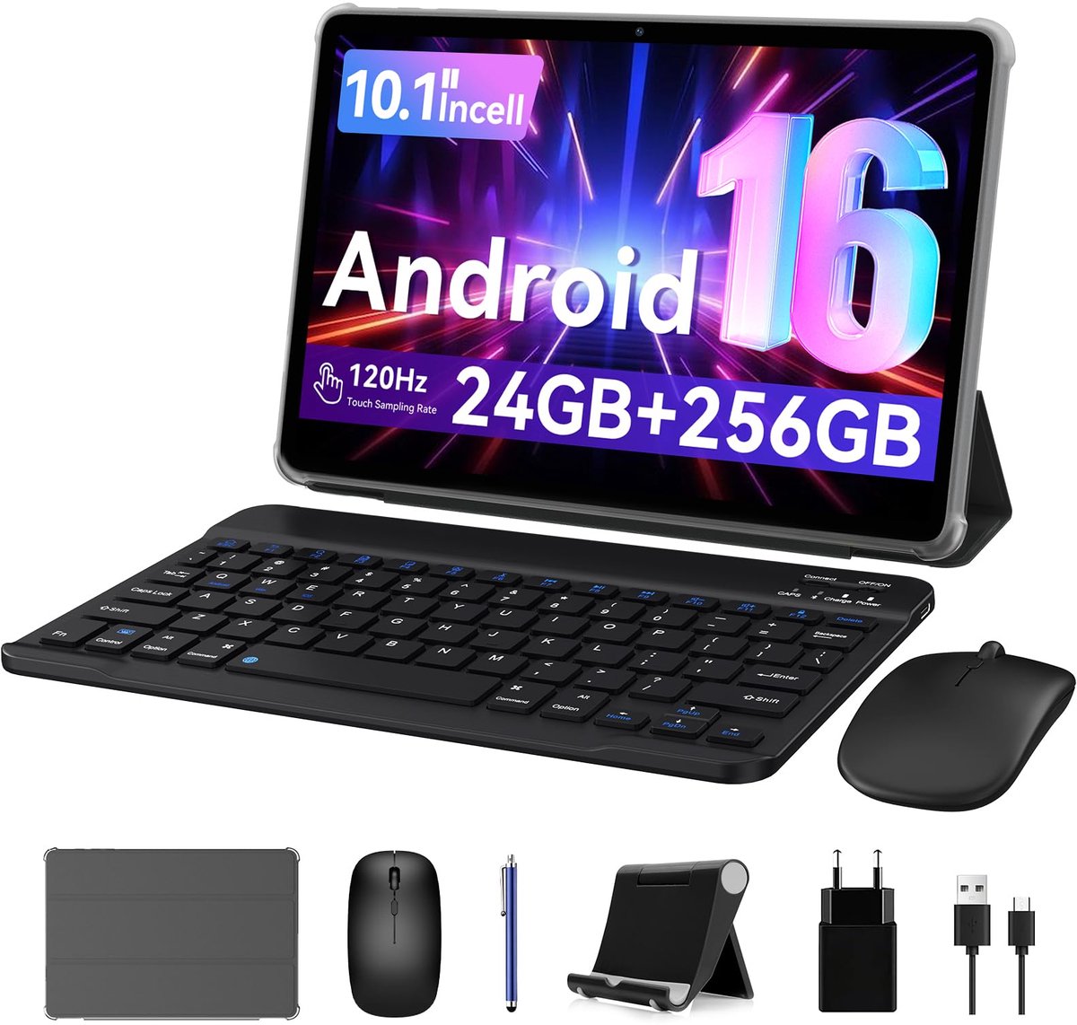 SnelShoppen - VekfulPC Android Tablet 10 Inch Met Stylus, Toetsenbord en Muis - Gemini AI Processor, 8 GB RAM, 256 GB ROM, Widevine L1 - Ideaal Voor W (2707315929740)