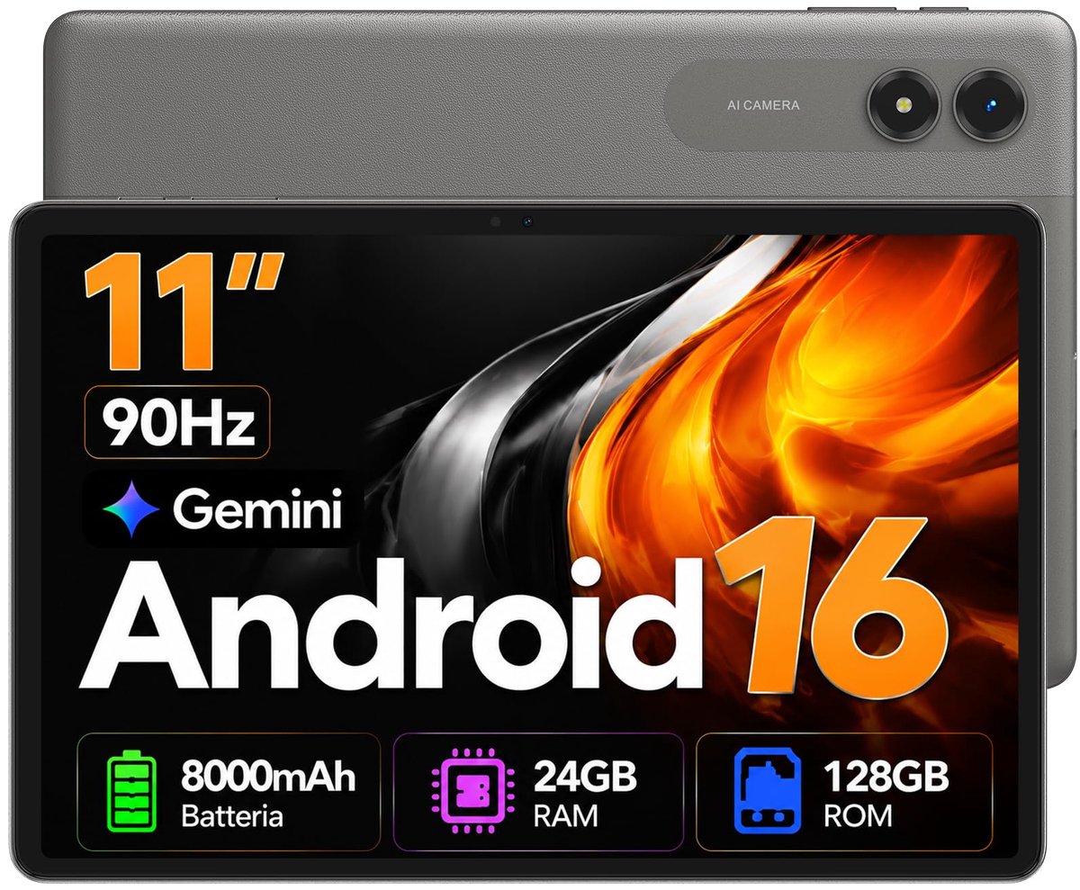 Android 16 Tablet 11 Inch Tablet, 24GB RAM (6+18GB Expansion) + 128GB ROM, Equipped With Gemini AI, Octa-Core T7250 - ShopVlot (2847820828265)