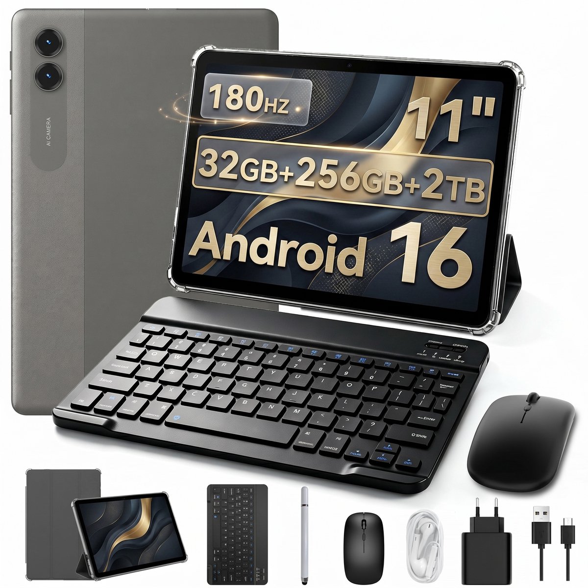 ExcitPower T70 Tablet - 32GB RAM - 256GB ROM - 8000mAh - Android 16 - Grijs (0810201778048)