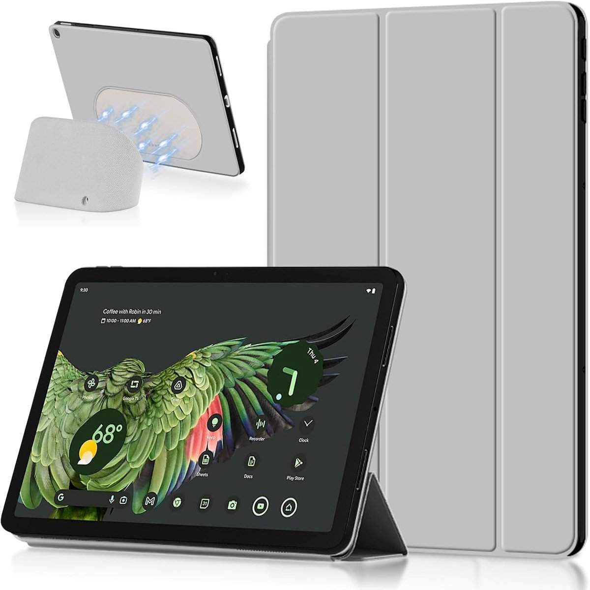 SnelShoppen - Slimme Leer Case voor Google Pixel Tablet 2023 11 inch - Compatibel, Dun, Drievoudige Standfunctie, Ideaal voor Thuis en Reizen (2215488099721)